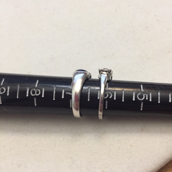 Two Beautiful 925 Sterling Silver rings, blue cat’s-eye and CZ - Picture 5 of 7